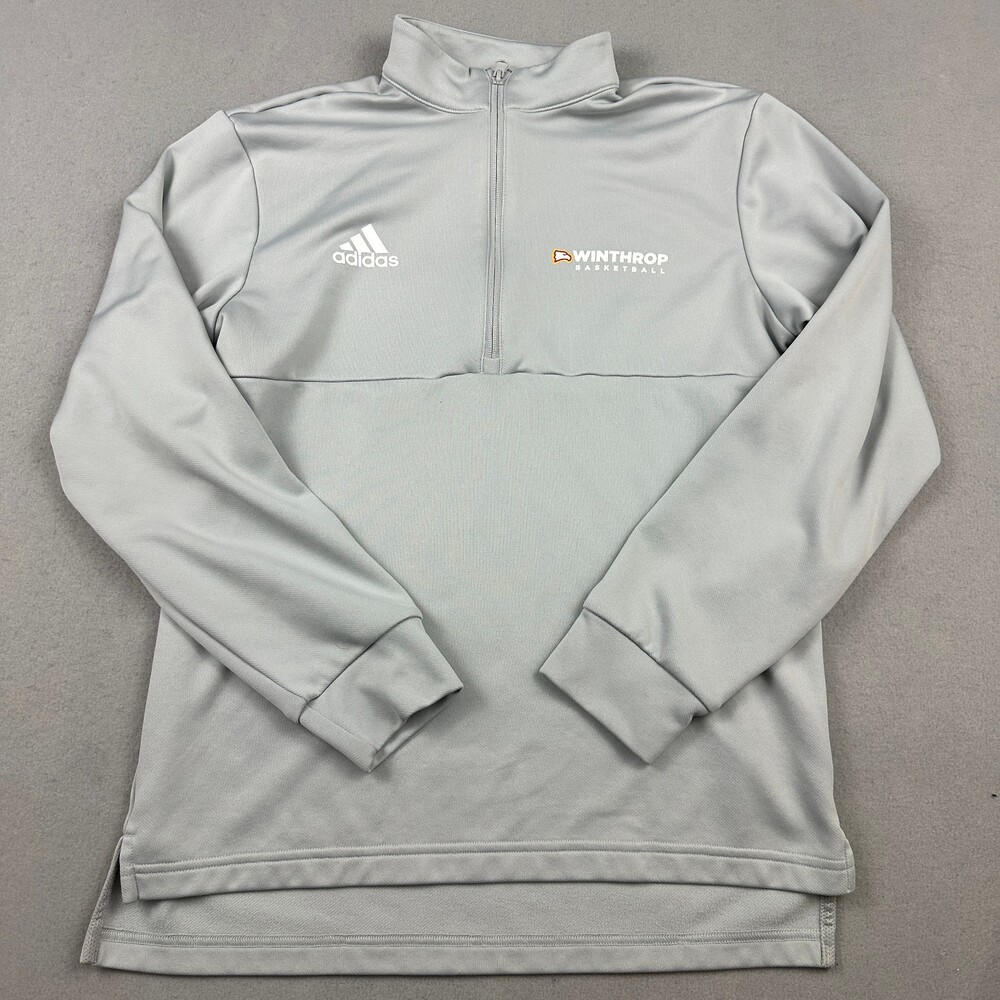 Winthrop University Eagles 1/4 Zip Pullover Men Medium Gray Adidas Aeroready *